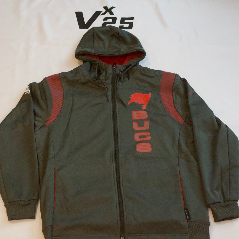 NEW Men's Tampa Bay Buccaneers Gray Zip Up Hoodie Sweatshirt Polyester Sz Lg
